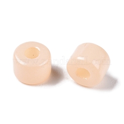 不透明ベーキングペイントガラスシードビーズ  丸い穴  シリンダー  桃パフ  4x5.5mm  穴：1.8mm  約2500個/ポンド&nbsp;SEED-T008-02C