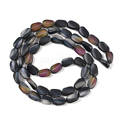 電気メッキガラスビーズセット  艶消し  オーバル  ブラック  14x9x4.5mm  穴：1mm  約50個/連  27.17インチ（69cm）&nbsp;EGLA-C009-01B-HP02