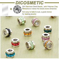 32Pcs 8 Colors 304 Stainless Steel Rhinestone Beads&nbsp;STAS-DC0010-94