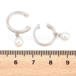 Round Brass Micro Pave Clear Cubic Zirconia Cuff Earrings&nbsp;EJEW-Z164-02P