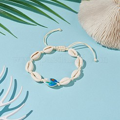 女性用ナラルカウリーシェル編組ビーズアンクレット  ウミガメの模様  内径：2-1/2~4-1/8インチ（6.5~10.5cm）&nbsp;AJEW-AN00527-02