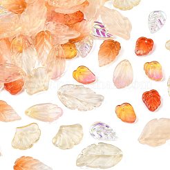 120Pcs 8 Styles Autumn Theme Two-Tone Transparent Glass Charms&nbsp;GLAA-FS0002-56