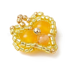 Glass Seed Beaded Heart Pendants&nbsp;PALLOY-MZ00466-01