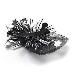新年パーティー用アイロンヘアクリップ  メッシュ  ペットと金の玉ねぎの布のヘアアクセサリー  クラウン  95x75x14mm&nbsp;LS-OHAR-R102-01G