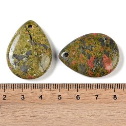 天然石ユナカイトペンダント  ティアドロップチャーム  33~33.5x24.5~25x7.5~8mm  穴：2~2.3mm&nbsp;G-G115-02A