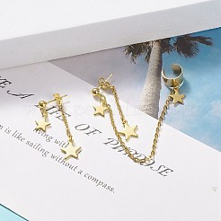 304 Stainless Steel Star Asymmetrical Earrings&nbsp;EJEW-JE04889-01
