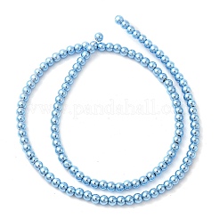 電気メッキガラスビーズセット  パール光沢メッキ  ラウンド  ライトスカイブルー  4mm  穴：1mm  約120個/連  15.35インチ（39cm）&nbsp;EGLA-C007-10G