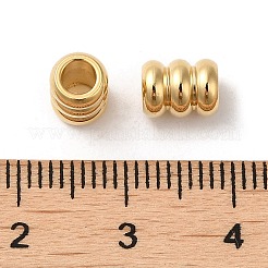 201ステンレスビーズ  スジ入りビーズ  コラム  ゴールドカラー  7x5.5mm  穴：3mm&nbsp;STAS-D448-051G