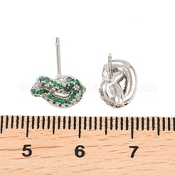 knot Brass Micro Pave Cubic Zirconia Stud Earrings&nbsp;EJEW-C174-01P