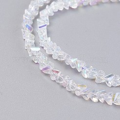 電気メッキガラスビーズ連売り  ABカラーメッキ  多面カット  三角形  透明  3~3.5x2~3x2~3mm  穴：0.7mm  約144個/連  11インチ&nbsp;GLAA-F092-A06