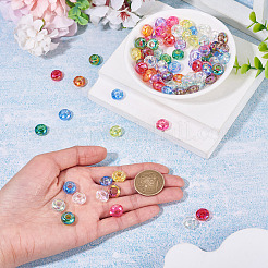 UVメッキ透明アクリルヨーロピアンビーズ100個  虹色の  ロンデル  多面カット  大穴ビーズ  ミックスカラー  11~12x6.5mm  穴：4.5~5mm&nbsp;OACR-TA0004-92