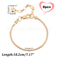 真鍮製ラウンドスネークチェーンブレスレット 8個 男性用 女性用  ゴールドカラー  7-1/8インチ（18.2cm）&nbsp;BJEW-PH0004-28