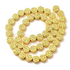 電気めっき合成非磁性ヘマタイト ビーズ 連売り  フラットラウンド  黄金メッキ  8x3.5mm  穴：0.8mm  約48個/連  15.75インチ（40cm）&nbsp;G-L613-K01-01C