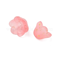 すりガラスビーズキャップ  6  - 花びらの花  金粉付き  レッドオレンジ  11x12x8mm  穴：1.4mm  約1333個/1000g&nbsp;FGLA-C001-01D