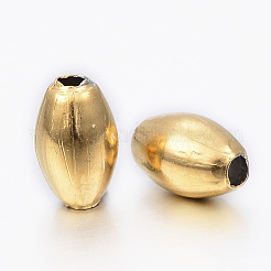 304ステンレススチールビーズ  ライス  ゴールドカラー  9.5x6mm  穴：2mm&nbsp;X-STAS-H396-07G