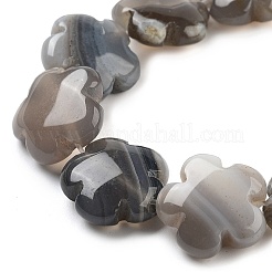 天然なグレーの瑪瑙ビーズ連売り  花  16x16x6mm  穴：1.4mm  約25個/連  14.57~14.96インチ（37~38cm）&nbsp;G-F769-I01-01