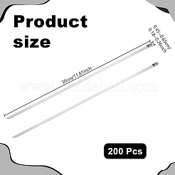 304ステンレススチール製ケーブルタイ100個  ステンレス鋼色  300x4.5~6.5x0.3~4.5mm&nbsp;AJEW-WH0696-762