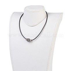 牛革レザーコードのアクセサリーセット  ネックレス＆ブレスレット  樹脂ラインストーンのヨーロッパビーズと合金ヨーロッパスタイルの留め金  ロンデル  ヘマタイト  195x3mm  18.11インチ〜18.5インチ（46~47cm）&nbsp;SJEW-JS00989-03