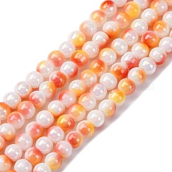 ガラスビーズ連売り  染め＆加熱  ラウンド  ツートン  ミックスカラー  4.5x4mm  穴：0.8mm  約102~108個/連  15.39''~16.30''（39.1~41.4センチメートル）&nbsp;LAMP-R020-04