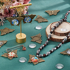 DIY Dome Alloy Butterfly Pendant Jewelry Making Kits&nbsp;DIY-PH0023-39AB
