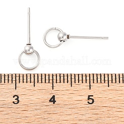 変色防止 304 ステンレススチール スタッド イヤリング金具  201ステンレススチールボール付き  ステンレス鋼色  18mm  ピン：0.7x11mm&nbsp;STAS-H226-08P-01