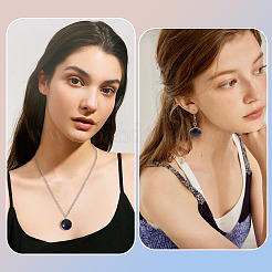 304ステンレススチールペンダントカボションセッティング10個  プレーンエッジベゼルカップ  フラットラウンド  10個のガラスカボション付き  フラットラウンド  温度感知色変化ビーズ  ステンレス鋼色  トレイ：20mm  24.5x21.8x2mm  穴：1.8mm&nbsp;DIY-TA0015-76B