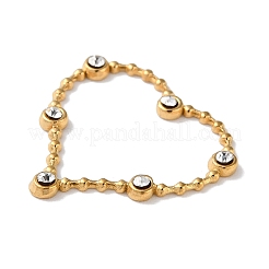 金色の304ステンレススチールラインストーンペンダント  ハートチャーム  21x22x2mm&nbsp;STAS-Q312-02B-G