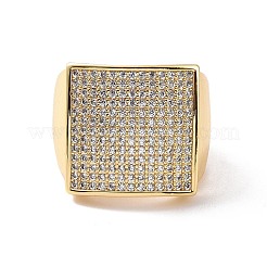 Cubic Zirconia Rectangle Open Cuff Ring&nbsp;RJEW-P035-05G-01