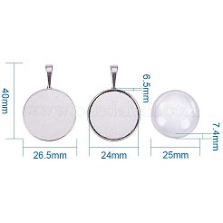 25mm Transparent Clear Domed Glass Cabochon Cover for Photo Pendant Making&nbsp;TIBEP-PH0004-19AS