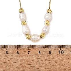 Natural Cultured Freshwater Pearl Rice Beaded Necklaces with Brass Round Snake Chains&nbsp;NJEW-JN06399
