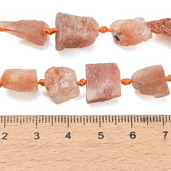 未加工の天然ゴールドスポットサンストーンビーズ連売り  ナゲット  9~27x7~19x6~14mm  穴：0.6~1.2mm  約19~35個/連  15.67~15.75''（39.8~40センチメートル）&nbsp;G-A322-B10-01