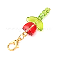 チューリップガラスペンダント装飾5個  合金製カニカン付き  ミックスカラー  43mm&nbsp;HJEW-JM04155