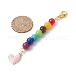 Alloy Enamel Heart Pendant Decorations&nbsp;HJEW-JM01507