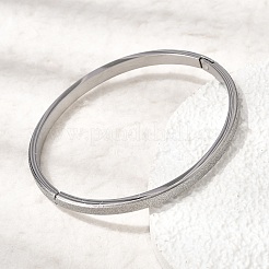つや消し加工を施した304ステンレススチール製のヒンジ付きバングル  女性用プレーンバングル  ステンレス鋼色  内径：2.30インチ（2.07cm）&nbsp;BJEW-H644-09P