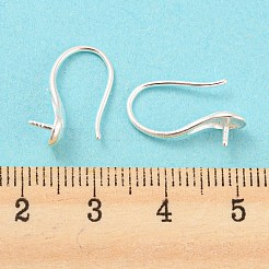 925純銀フープピアスパーツ  片穴バロックパールビーズ用  銀  16.5x5mm  ピン：0.8mm&nbsp;STER-H107-12S
