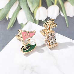Brass Micro Pave Cubic Zirconia Stud Earrings&nbsp;EJEW-Z080-02G-01