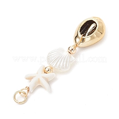 Dyed Synthetic Turquoise Starfish & Electroplated Shell & Imitation Pearl Big Pendants&nbsp;PALLOY-JF03900