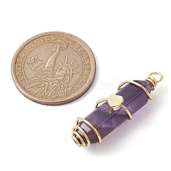 Natural Amethyst Copper Wire Wrapped Pointed Pendants&nbsp;PALLOY-JF02462-02