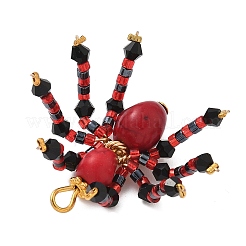 Halloween Theme Dyed Synthetic Turquoise & Glass Seed Beads Pendants&nbsp;PALLOY-MZ00774-02