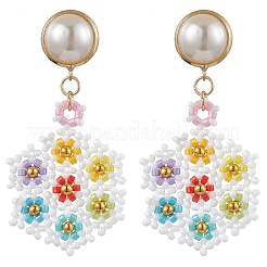 Glass Seed Beads Dangle Stud Earrings&nbsp;EJEW-MZ00324