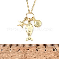 オーシャンブラス製魚貝型ヒトデペンダントアズキチェーンネックレス（女性用）  ゴールドカラー  15.94インチ（40.5cm）&nbsp;NJEW-JN06232