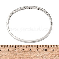 304ステンレススチール製マイクロパヴェキュービックジルコニアヒンジ付きバングル（女性用）  蝶  ステンレス鋼色  内径：2-1/4x1-7/8インチ（5.85x47.5cm）&nbsp;BJEW-Z146-02P