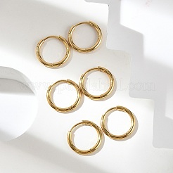 PVD 真空メッキ 304 ステンレススチール ハギー フープ イヤリング 女性用  18KGP本金メッキ  14ゲージ  13x1.6mm  ピン：0.7mm&nbsp;EJEW-F280-07B-G
