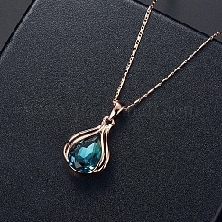 Teardrop Alloy Glass Pendant Necklaces & Stud Dangle Earrings Sets for Women&nbsp;WGD12E0-02