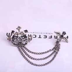 Crown & Cross with Chain Tassel Dangle Brooch Pin&nbsp;RELI-PW0001-099B