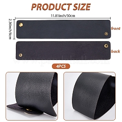 合成皮革カーテンタイバック  鉄のスナップボタン付き  ブラック  300x60x2mm&nbsp;AJEW-WH20020-255E