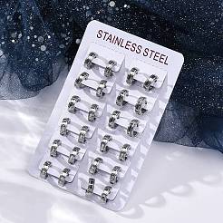 304ステンレススチール研磨効果フープピアス  ステンレス鋼色  13x4mm&nbsp;EJEW-M001-18P
