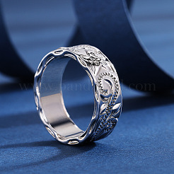 女性用の彫刻されたブドウの木の模様の真鍮の指輪  プラチナ  usサイズ10（19.8mm）&nbsp;FS-WGD177A-04