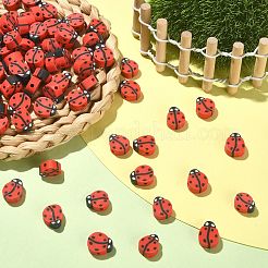 100個の手作りポリマークレイビーズ  てんとう虫  レッド  10.5x8.5x4.5mm  穴：2mm&nbsp;CLAY-CJ0001-67