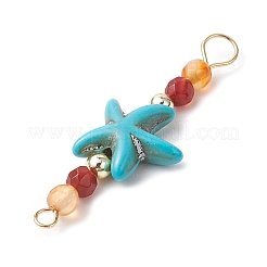 4Pcs 4 Colors Summer Beach Dyed Synthetic Turquoise Connector Charms&nbsp;PALLOY-JF03746-02